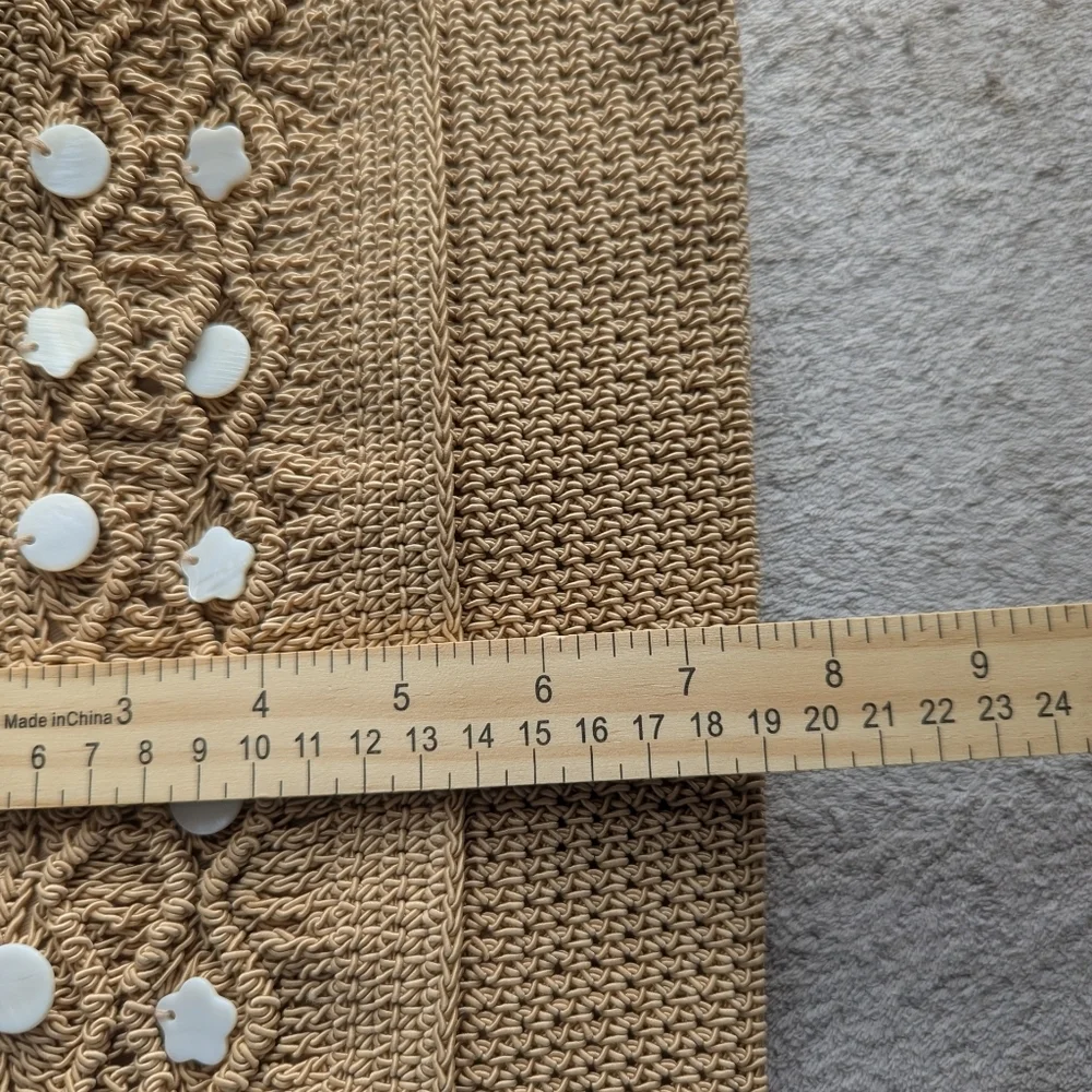 NWOT Beige Crochet Clutch Motherof Pearl Accents